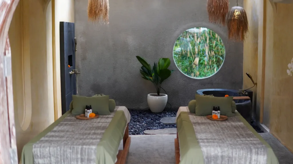 Quiet treatment pavilion with prepared beds