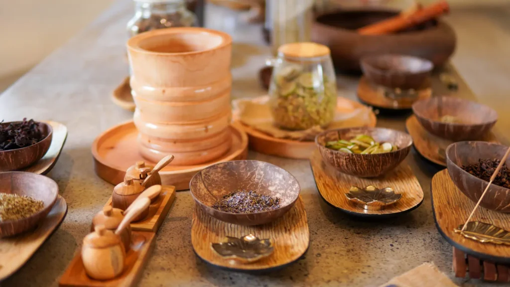 Treatment room prepared for a grounding ritual